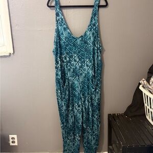 FP Beach Blue Slouchy Soft Knit Jumpsuit Large